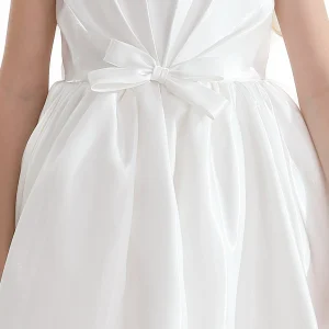 White Bow Long Brea Dress