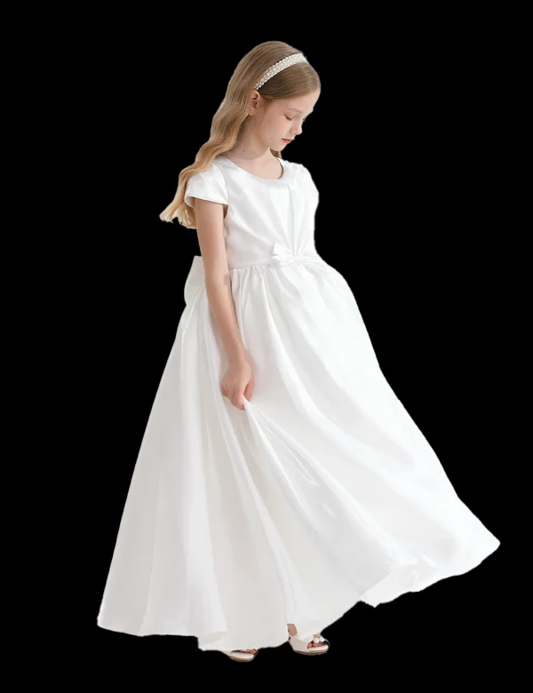 White Bow Long Brea Dress