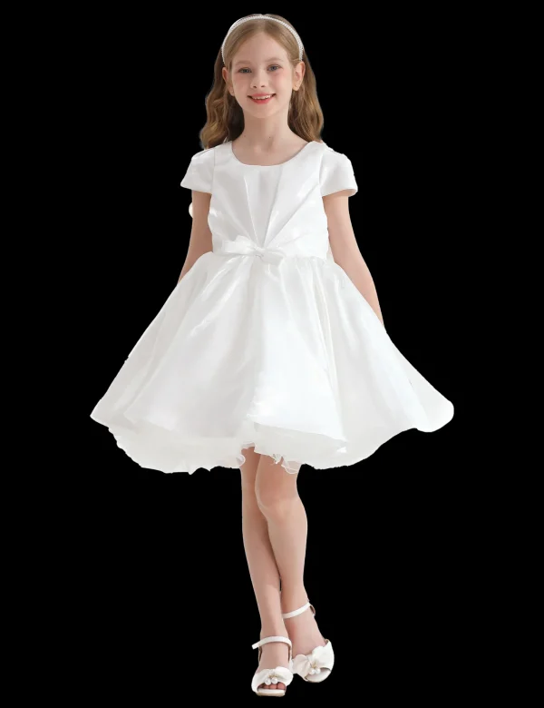 White Bow Short Solera Dress