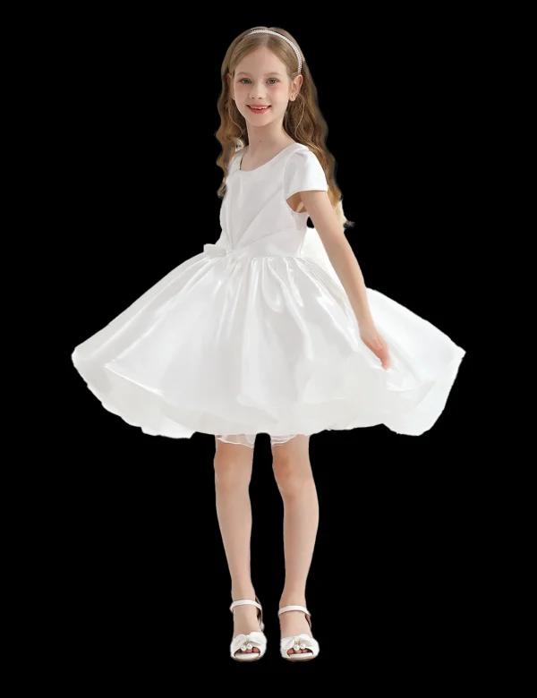 White Bow Short Solera Dress