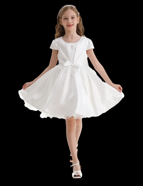 White Bow Short Solera Dress