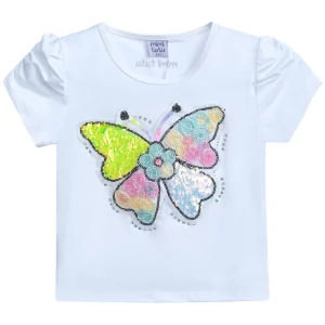 White Butterfly Applique T-Shirt