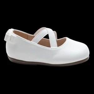 White Charmed Cross Banded Ribbon Flats