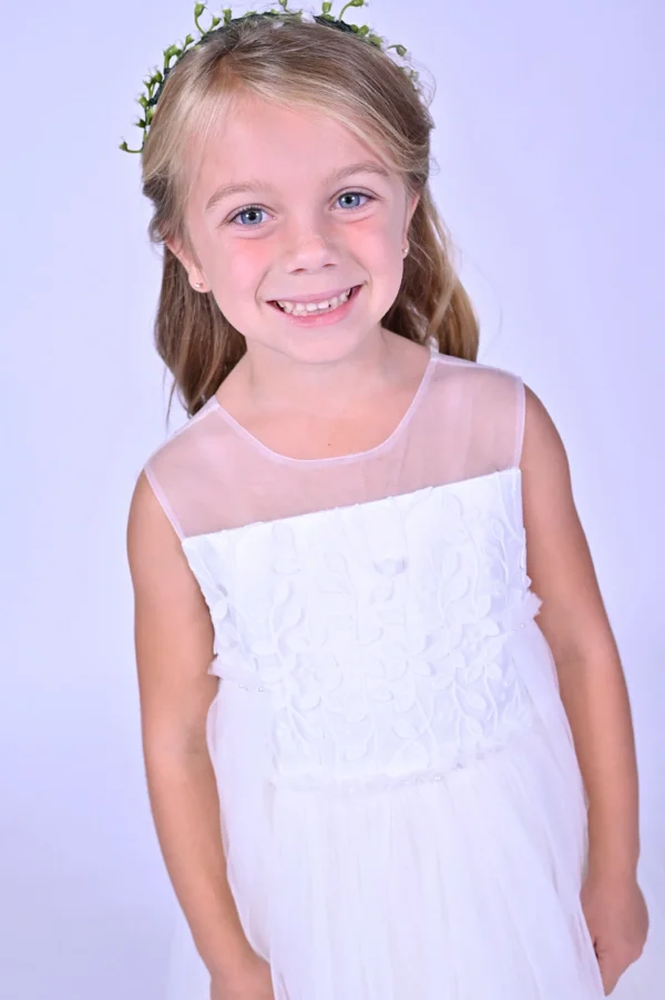 White Embroidered Tulle Dress