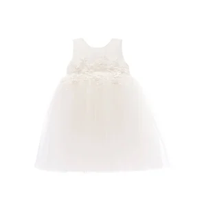 White Esterlee Sleeveless Floral Tulle Dress