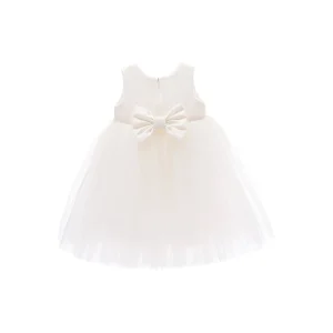 White Esterlee Sleeveless Floral Tulle Dress