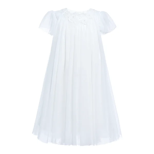 White Flower Accent Constance Dress