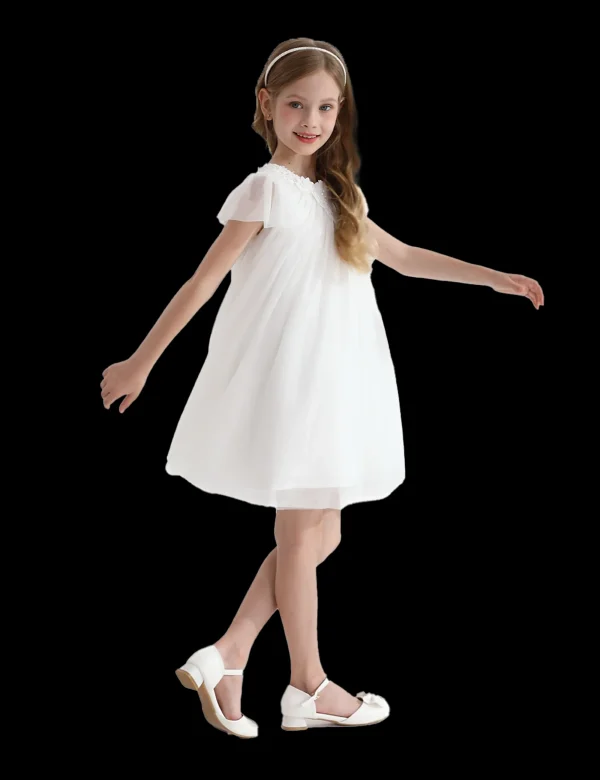 White Flower Accent Constance Dress