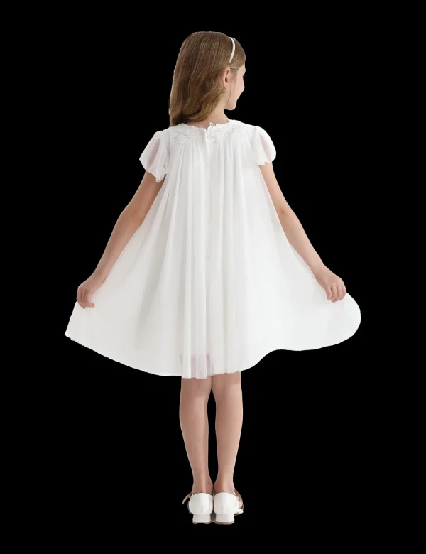 White Flower Accent Constance Dress