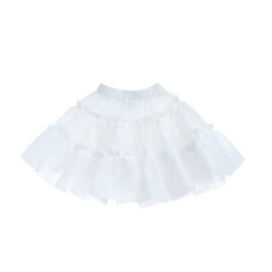 White Frilled Satin Skirt