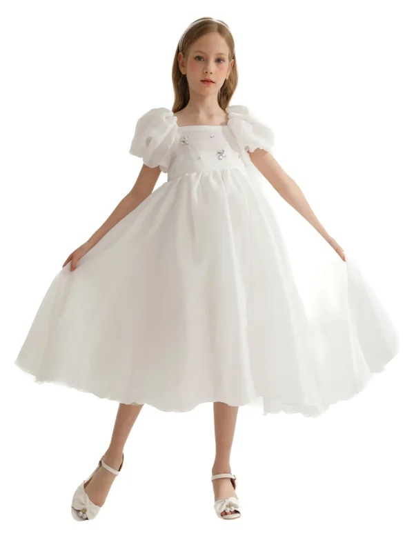 White Janelle Applique Teacup Gown