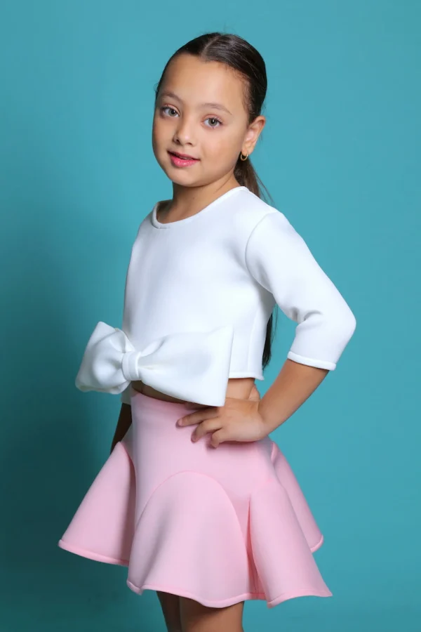White Jessica Bow Applique Outfit