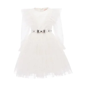 White Komina Glitter Tulle Dress