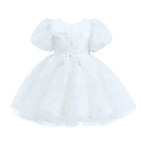 White Laced Tulle Flower Wynfair Dress