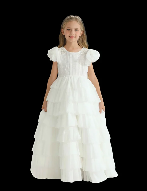 White Layered Tulle Abbyfield Dress