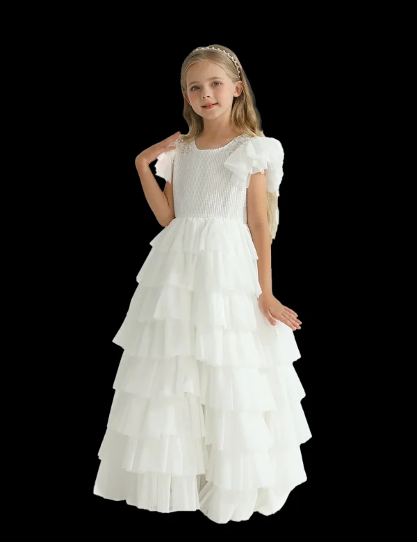 White Layered Tulle Abbyfield Dress