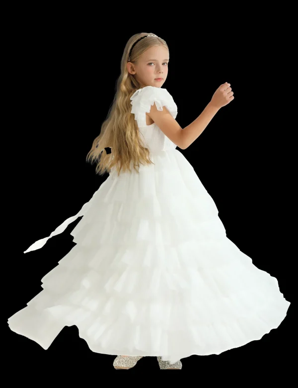 White Layered Tulle Abbyfield Dress