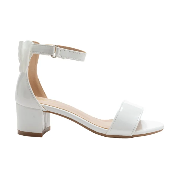 White Patent Banded Block Heels