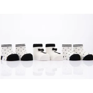 White 3pc Bow Tie Print Socks Set