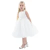 White Pearl Bow Tulle Dress