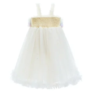 White Rainbow Ruffle Trapeze Dress