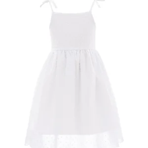 White Shoulder Tie Bow Dress