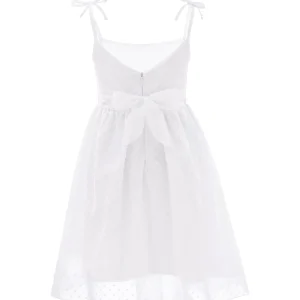 White Shoulder Tie Bow Dress