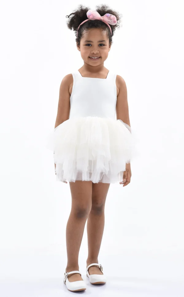 White Solid Tutu Dress