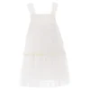 White Square Tulle Overlay Dress