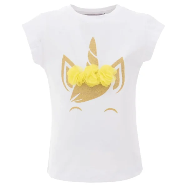 White Yellow Tulle Unicorn T-Shirt