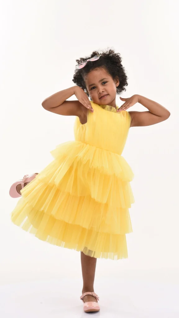 Yellow Farvue Tiered Tulle Dress