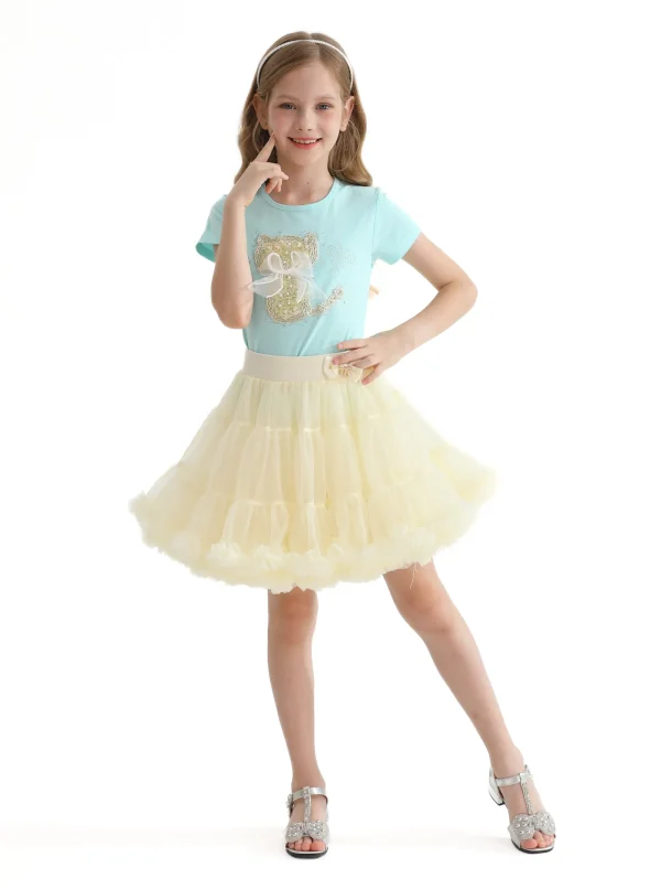 Yellow Pastel Bow Tulle Skirt